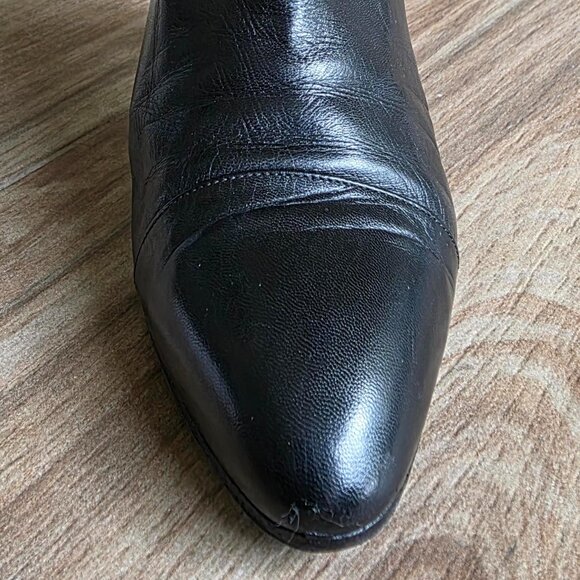 Chanel Black Captoe Lamb Leather  Zipper Ankle Tassel CC Bootie 9 - Picture 6 of 13